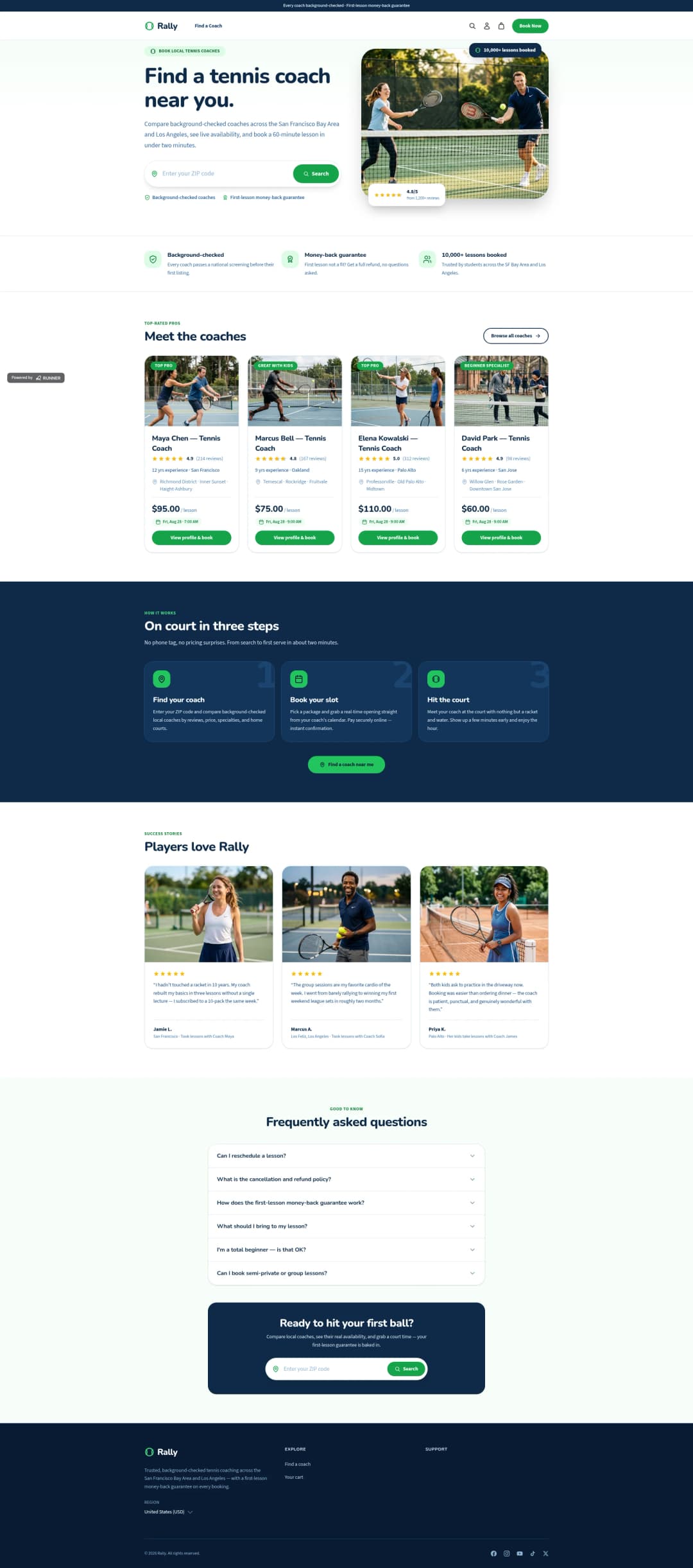 Sports Lesson Booking Website