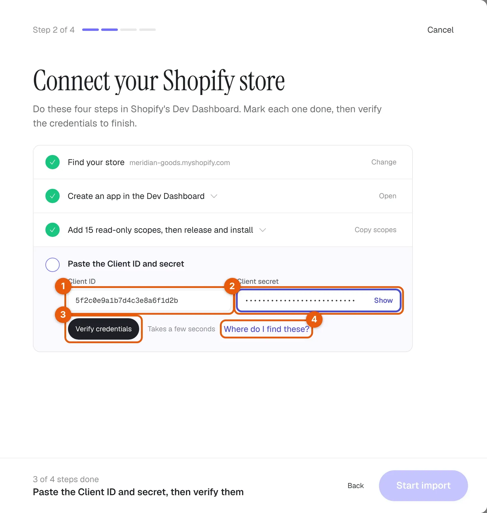 Engelse annotaties: Client ID, Client Secret, Credentials verifiëren en Waar vind ik deze?