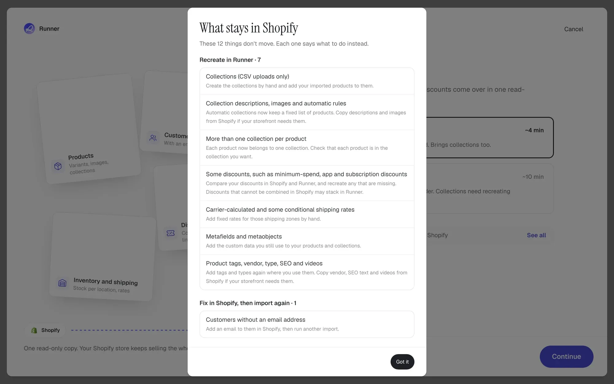 Engelse annotaties: Wat in Shopify blijft, gegroepeerd op wat je in plaats daarvan doet